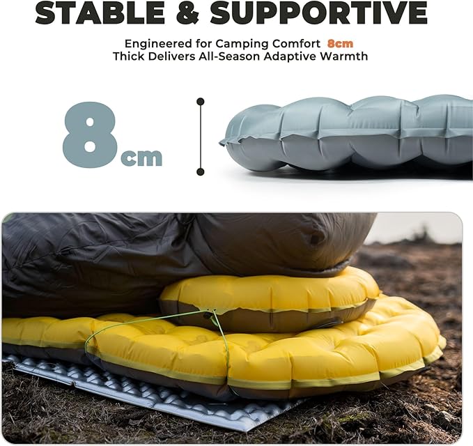 Insulated Inflatable Sleeping Pad 17oz, 5.1R-Value Ultralight Sleeping Pad, Lightweight Sleeping Mat for Camping, Hiking, Backpacking, Camp Mattress Pad