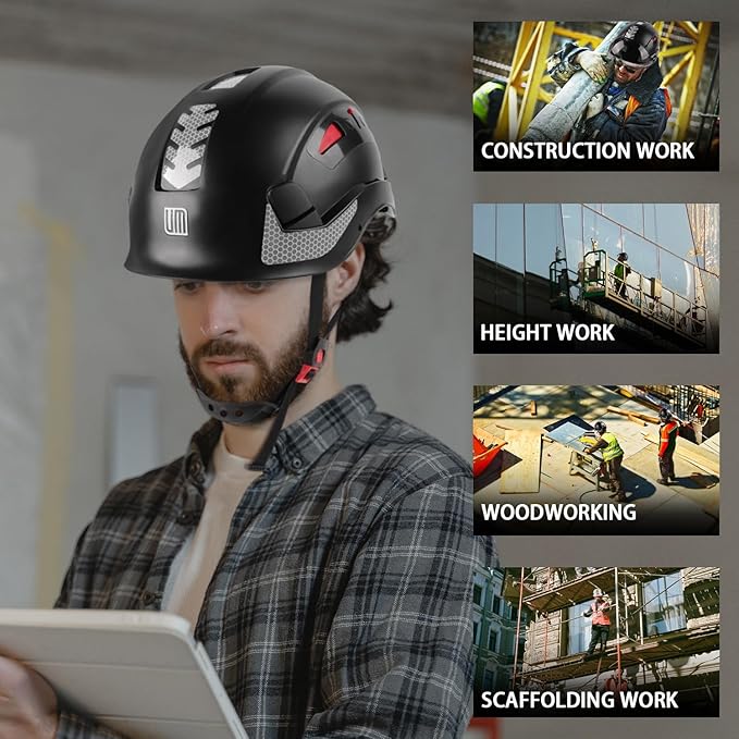 Safety Helmet Hard Hat, ANSI Z89.1 Approved Lightweight Vented Work Helmet, 6-Point Adjustable Ratchet Suspension Hardhat Ideal for Industrial and Construction