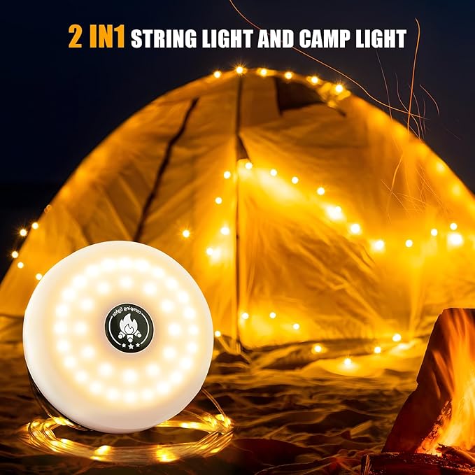 Camping String Lights - Outdoor String Lights with 8 Modes, Type-C Fast Charging, Durable & Waterproof for Camping, Party, and Christmas, Portable & Easy-to-Store with Storage Box (32.8ft-1pcs)