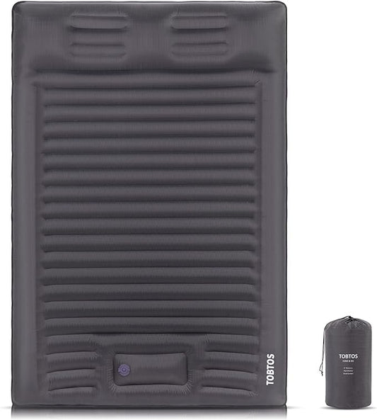 TOBTOS Double Sleeping Pad for Camping, Extra Thick 6" Camping Mattress 2 Person with Pillow Built-in Foot Pump, Inflatable Sleeping Mat for Camp, Backpacking, Hiking, Traveling