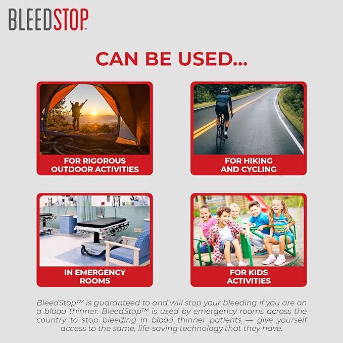 BleedStop™ First Aid Powder for Blood Clotting, Trauma Kit, Blood Thinner Patients, Camping Safety, and Survival Equipment for Moderate to Severe Bleeding Wounds or Nosebleeds - 1 (60g) Pouch