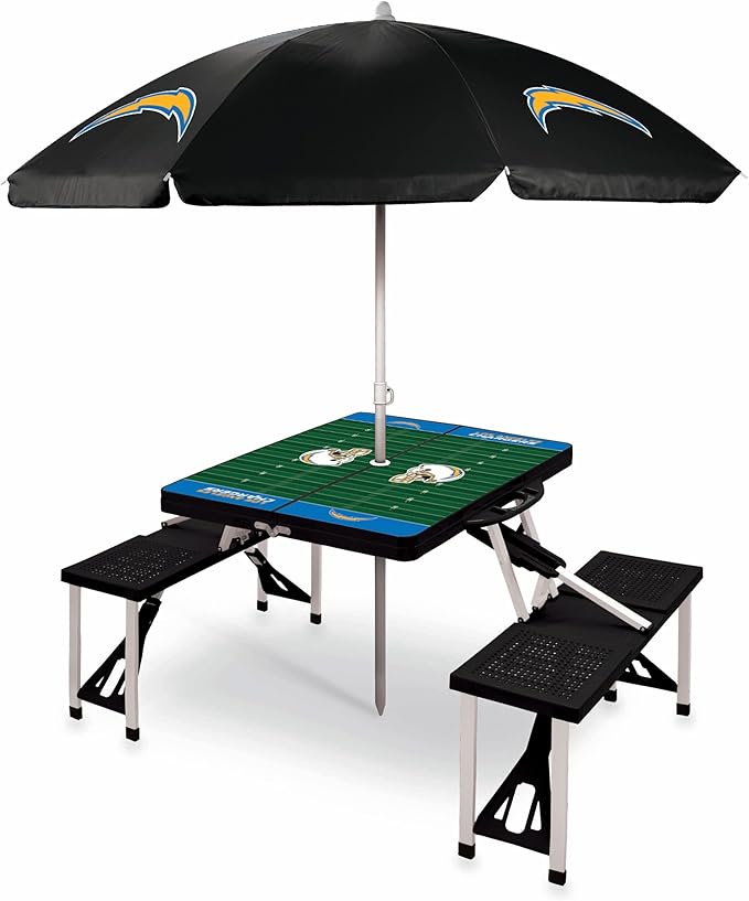 PICNIC TIME NFL Portable Soft Top Travel Table, Black