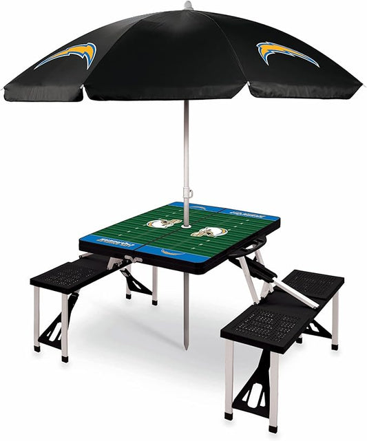 PICNIC TIME NFL Portable Soft Top Travel Table, Black