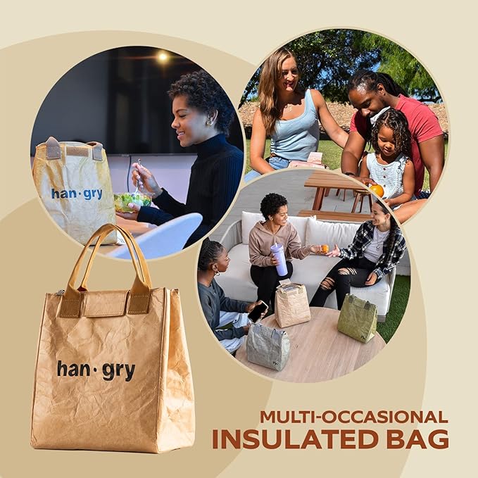 VonNova Insulated Lunch Box for Women, 7L Capacity, Leakproof Lunch Tote Bag, Durable Lunchbox made from Tyvek Material, Adult Cooler Bag for Work, Picnic, Travel and more (Hangry)