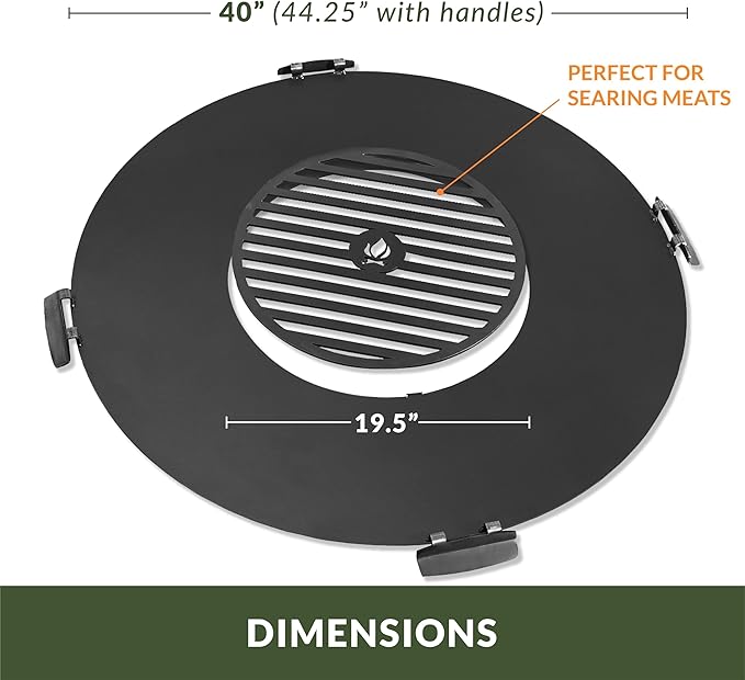 30" Round Cooking Grate, Universal Fire Pit Grill, Outdoor Campfire BBQ Grilling Mesh Grates Steel, Camping Cooking Grill and Skillet for Firepit, Burn Rack, Stove Accessories by Good Directions