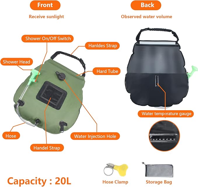 Camping Shower Tent,Pop Up Privacy Tent with Solar Shower Bag,Waterproof Pop Up Shower Tent for Portable Outdoor Toilet Shower Changing Room Sun Shelter Camping (Black/Camouflag/Green)