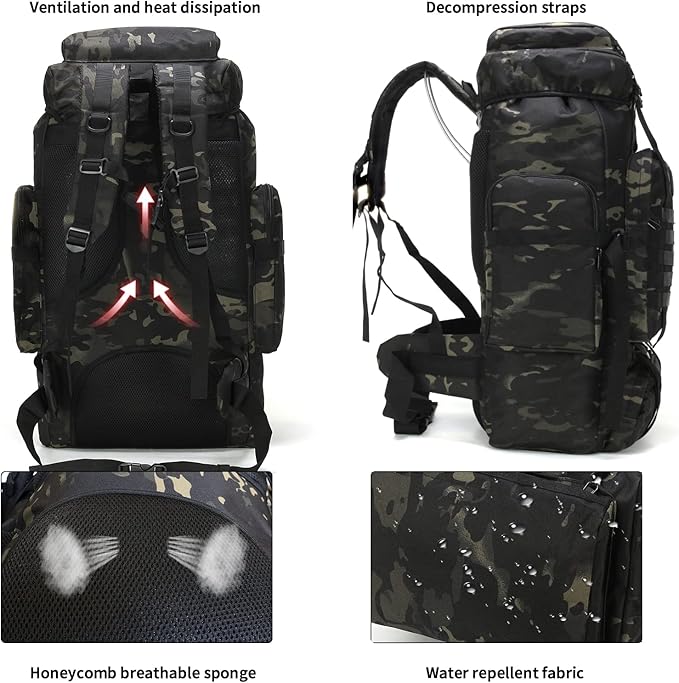 Hiking Backpack for Men 70L/100L Camping Backpack Military Rucksack Molle 3 Days Assault Pack for Climbing