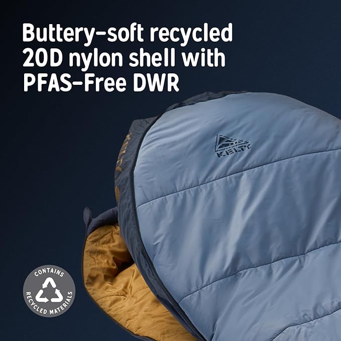 Kelty Cosmic Synthetic Fill 20 Degree Backpacking Sleeping Bag – Compression Straps, Stuff Sack Included