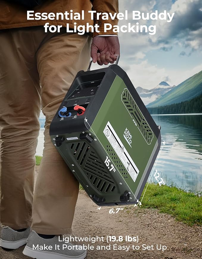 KEMIMOTO Portable Water Heater Constant Temperature, Propane Water Heater with Pump, Max 100 Mins 3s Instant Hot 20,000 BTU, 4000mAh Rechargeable Battery, Suits for Outdoor Camping Hunting Cleaning