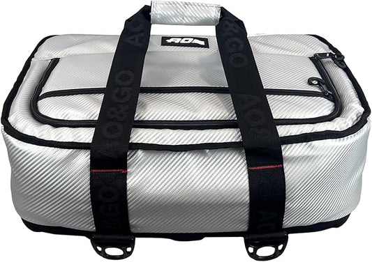 AO Coolers Stow N' Go Cooler, Low-Profile, Leakproof with High-Density Insulation, Holds Ice for 24 Hours, HD Carbon Silver, 38 Pack