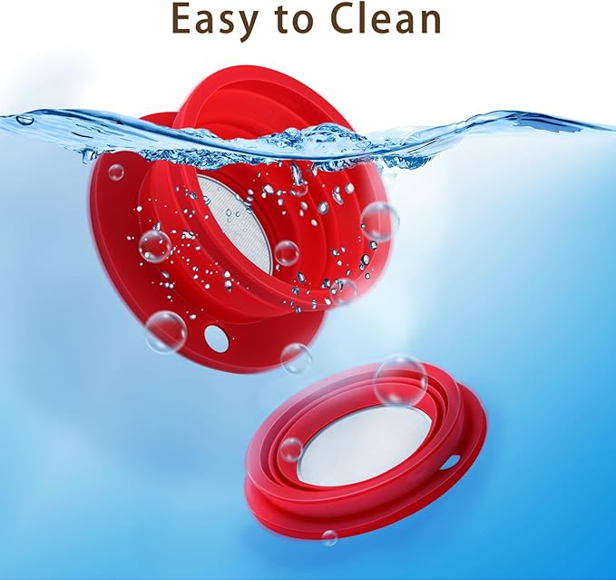 2-Packs Paperless Collapsible Travel Pour Over Coffee Maker with Metal Filter - Single Serve Camping Pour Over Coffee Maker Set - Travel Collapsible Pour Over Coffee Dripper kit (Black+Red)