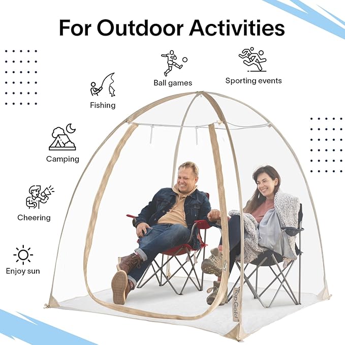 Pop-Up Sports Tent, Transparent Bubble Tent, Weatherproof Igloo Tent, Clear Tent for Winter Sports, Cold Weather Tent