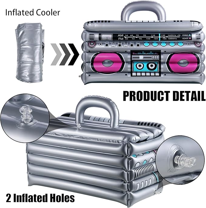 Inflatable Cooler for Parties, Radio Designed Style Inflatable Drink Cooler for Parties, Blow up Party Cooler for 80s90s Party Decorations