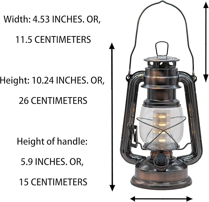 YAKii LED Vintage Lantern Metal Hanging Hurricane Lantern 12 LED Dimmer Switch Warm White Battery Operated Lantern Power Outage Indoor Camping Lighting Outdoor Brooklyn Lantern Decoration(Copper)