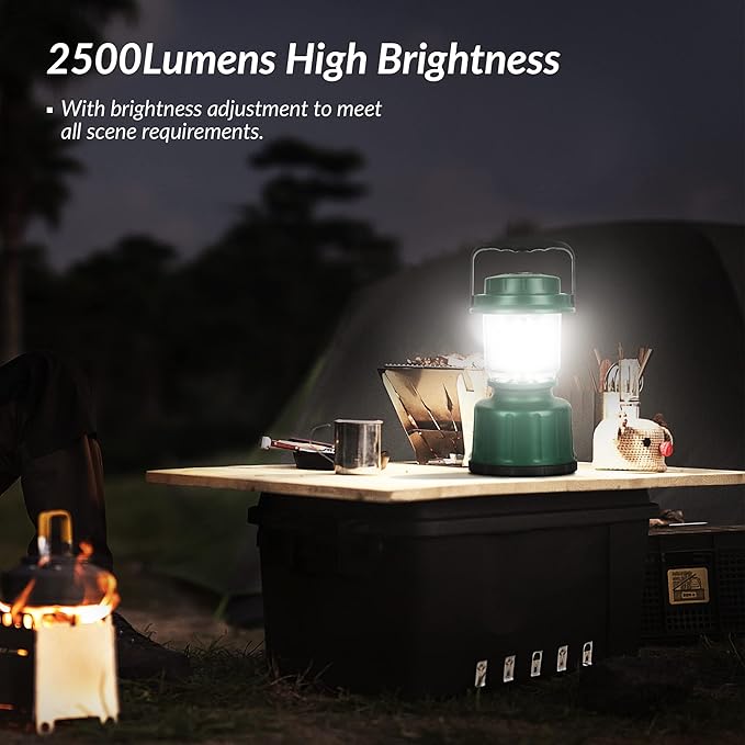LED Camping Lantern, COB Battery Lanterns 4D Batteries Powered 2500LM, Water Resistant Emergency Light for Power Outage, Hurricane, Hiking