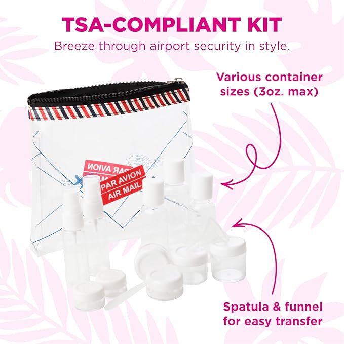 MIAMICA Women's Clear Travel Bottle Kit