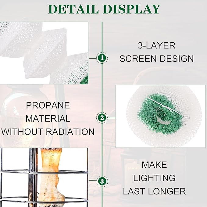 6 Pack Lantern Mantles 3-Layer Propane Gas Lamp Mantles with 2 Install Clip Accordion Shape for Outdoor Camping Lights