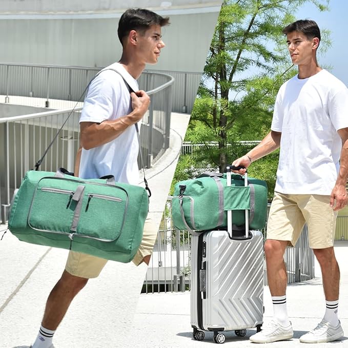 Dimayar 115L Travel Duffle Bag for Men Women - Foldable Duffel Bag with Shoes Compartment - Overnight Bags Waterproof & Tear Resistant(Forest Green)