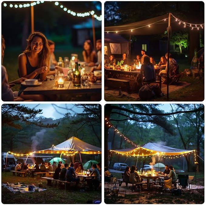 Camping Lights String,Tape Tent Lights RGB with 100 Modes Music Sync Color Changing APP Control Waterproof 13/26 FT ,Led Camping Lantern Retractable for Emergency Yard Camping Decoration (13 Ft)