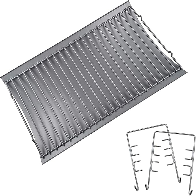 MixRBBQ 20 inch Ash pan with 2pcs Fire Grate Hanger for Chargriller 5050, 5072, 5650, 2123 Charcoal Grills, Char-Griller Model 200157(20" x 12 3/4"), Replacement Part 20" Drip Pan