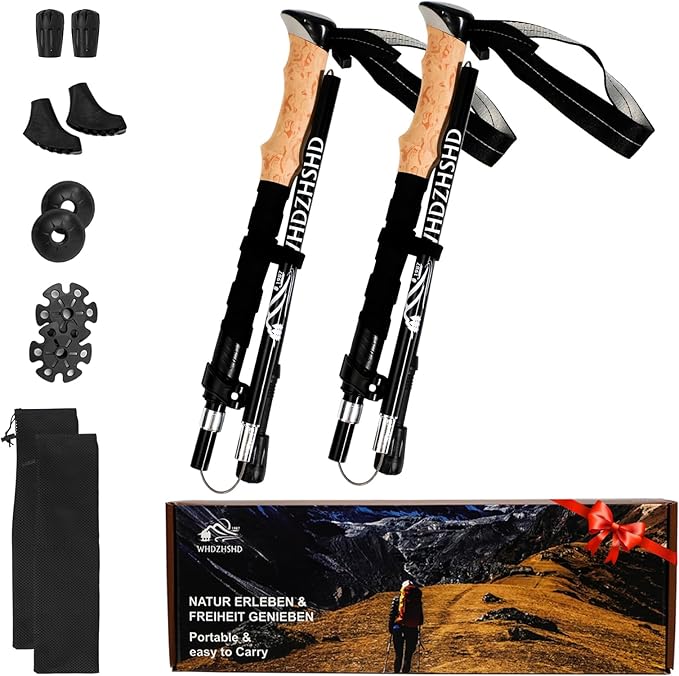 Trekking Poles for Hiking - Walking Sticks for Men, Women, Seniors, 2pc Collapsible Lightweight Aluminum Alloy Hiking Poles for Nordic Walking & Outdoor Adventures