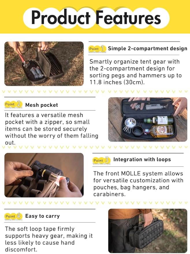 CAMPINGMOON Storage Box for Camping Outdoor Hammer Lantern Black BK-30