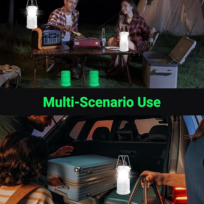 KUNHE LED 20 Pack Glow-in-The-Dark Camping Lanterns Battery Powered (Includes 60 AA Alkaline Batteries) 350 Lumens IPX4 Water Resistant Lanterns for Power Outages Emergency Hurricane Storms