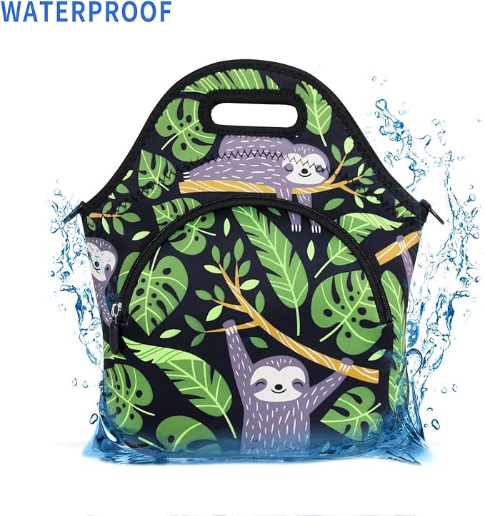 Violet Mist Neoprene Lunch Bag Tote Reusable Insulated Lunch Box with Adjustable Shoulder Strap&Pocket for Women,Men,Adults