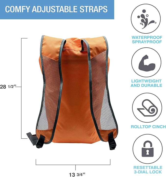 Lewis N. Clark Locking Backpack, Orange, One Size