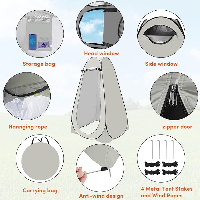 Pop Up Privacy Tent Shower Tent Changing Tent Portable Outdoor Camping Bathroom Toilet Tent Changing Dressing Room Privacy Shelters Room for Hiking and Beach Sun Shelter Picnic Fishing- Waterproof