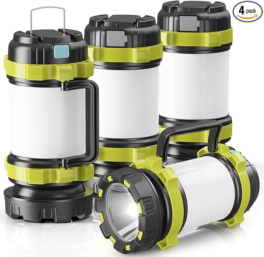 Camping Lantern Rechargeable, Alpswolf Camping Flashlight 4000 Capacity Power Bank,6 Modes, IPX4 Waterproof, Led Lantern Camping, Hiking, Outdoor Recreations Green 4 Pack