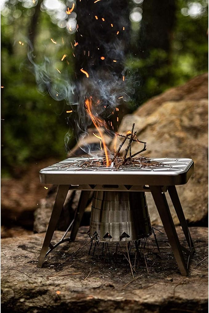 nCamp - Multi-Fuel Portable Camping Stove, Portable Gas Stove, Portable Wood Stove, Single Burner Propane Stove, Lightweight w/Collapsible Combustion Chamber (Stove Only). Mini-Stove, Compact Stove