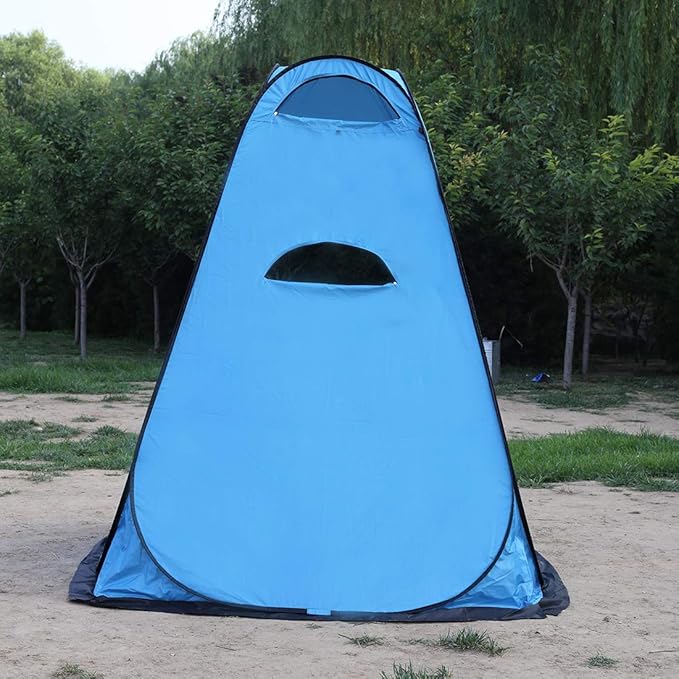 WOWCASE 1-2 Person Large Space Pop Up Shower Privacy Shelter Tent with 3 Windows, Outdoor Waterproof Silver Anti-UV Coated Portable Dressing Room, Privacy Shower Tents for Camping Beach Isolation Sun Shelter Picnic Fishing