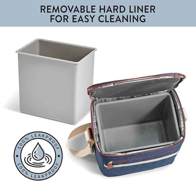 Fit & Fresh Foundry Soft Cooler Bag Insulated Leak Proof, 12 Can Small Soft Sided Cooler Bag for Men and Women, Portable Travel & Beach Cooler Bag with Removable Hard Liner, Stain Resistant