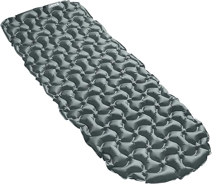 Coleman Kompact Inflatable Camp Sleeping Pad with Built-in Air Valve and Included Carry Bag, No Pump Needed, Textured Grip Bottom Keeps Pad in Place, Premium/Basic