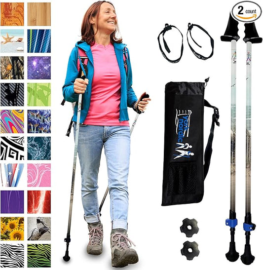 York Nordic Motivator Walking Poles for Balance and Rehab - Patented Stability Grips - Lightweight, Adjustable, and Collapsible - 2 Pieces Adjustable w/flip Locks - Heights 4'6" up to 6'2" - 230 lbs