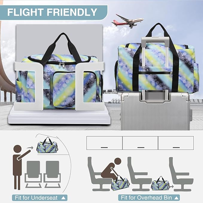 Small Gym Bag for Women, Travel Duffle Bag Carry On Weekender Bag with Shoe Compartment