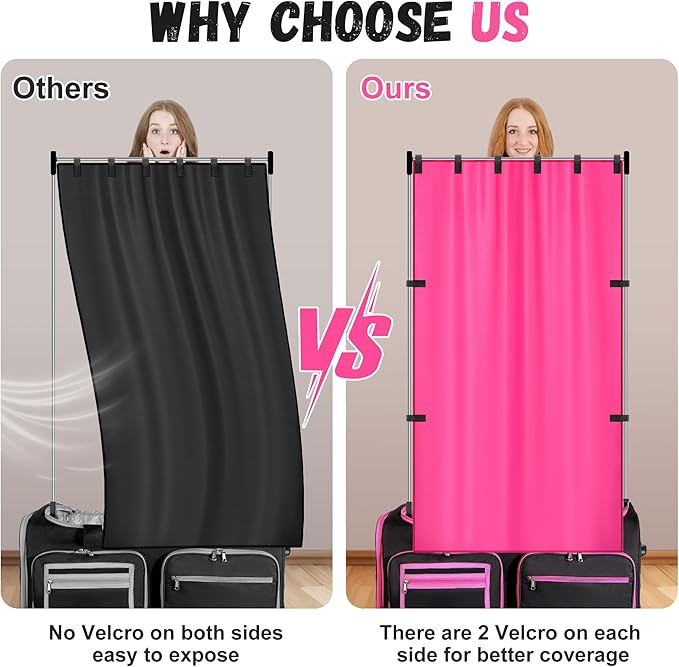RunNico 59'' x 31.5'' Privacy Curtain for Dance Bag, Portable Dancer Changing Curtain with Storage Bag, Backstage Privacy Changing Room for Training Competition Backstage Outdoor Camping (Red)