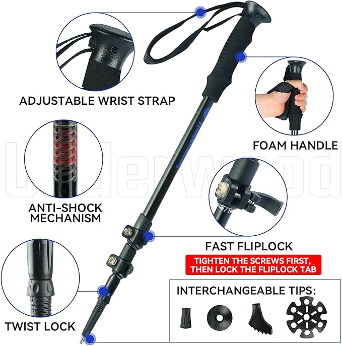 Trekking Poles Collapsible Hiking Poles - 2 Pack Adjustable Aluminum Hiking Sticks, Lightweight Walking Sticks for Women, Men, Seniors, Kids, Walking Poles for Backpacking by Underwood Aggregator