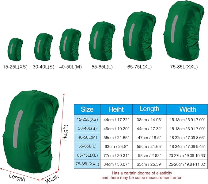 PATIKIL Waterproof Backpack Rain Cover, Non-Slip Backpack Cover with Vertical Reflective Strap Stay Dry for Hiking, Camping, Hunting