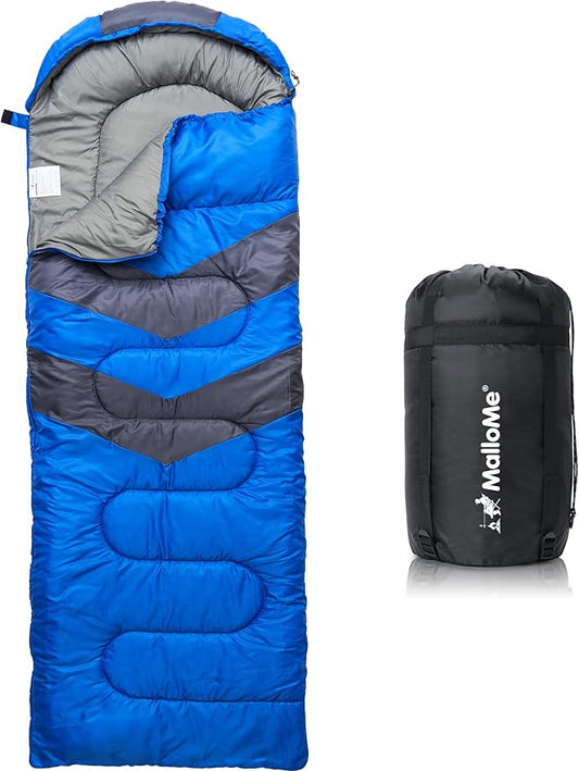 MalloMe Sleeping Bags for Adults Cold Weather & Warm - Backpacking Camping Sleeping Bag for Kids 10-12, Girls, Boys - Lightweight Compact Camping Essentials Gear Accessories Hiking Sleep Must Haves