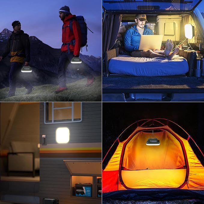 Camping Lights, Rechargeable LED Camping Lanterns, Magnetic Dimmable Lanterns for Power Outages, Camping Essentials Light for Tent, Outdoor, Hiking, Camp or Emergency