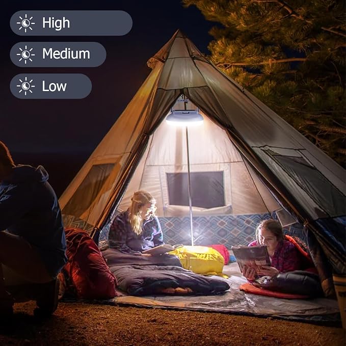 4500LM Solar Camping Light - Portable LED Camping Lantern Hanging IPX4 Waterproof Tent Lights, USB Rechargeable Outdoor Lamp for Camping, Hurricane, Emergency, Hiking, Power Outages (126LEDs)