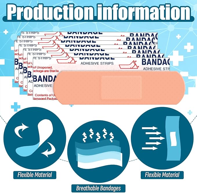 Timgle 1500 Pcs 3/4" x 3" Adhesive Bandages Bulk Waterproof Adhesive Breathable Bandages for Sensitive Skin School Nurses Businesses Travel First Aid Kits Homeless Care Supplies Donations