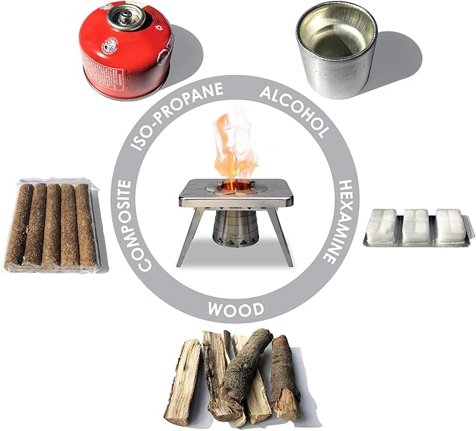 nCamp - Multi-Fuel Portable Camping Stove, Portable Gas Stove, Portable Wood Stove, Single Burner Propane Stove, Lightweight w/Collapsible Combustion Chamber (Stove Only). Mini-Stove, Compact Stove