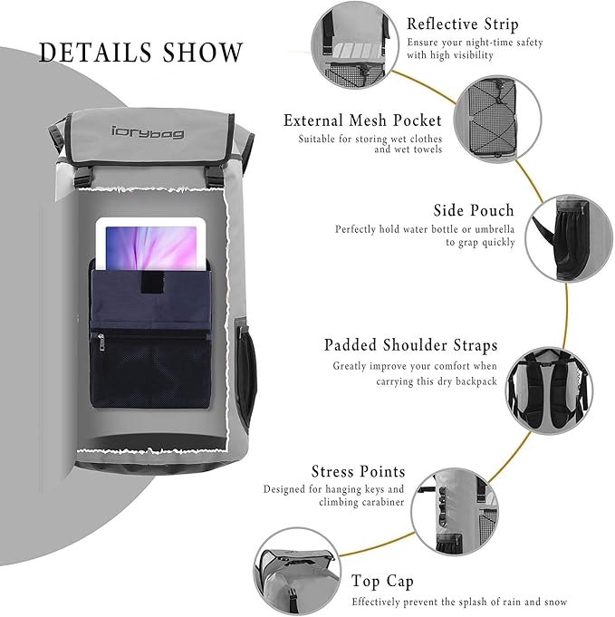 IDRYBAG Waterproof Backpack for Men 25L/45L, Dry Bags Kayak, Dry Backpack Camping Hiking