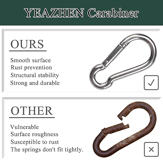 100PCS M6 2-3/8" Spring Snap Hooks Heavy Duty Carabiner Clips, 2.4" Galvanized Steel Quick Link Clip, 260LBS Holding Capacity Keychain Clip for Swing Hammock Gym Outdoor Hiking Camping