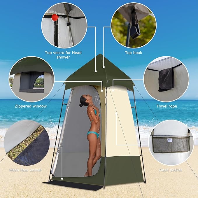 Leader Accessories 6.9 FT Portable Camping Shower Tent Outdoor Changing Room Privacy Tent for Camping, Toilet, Shower