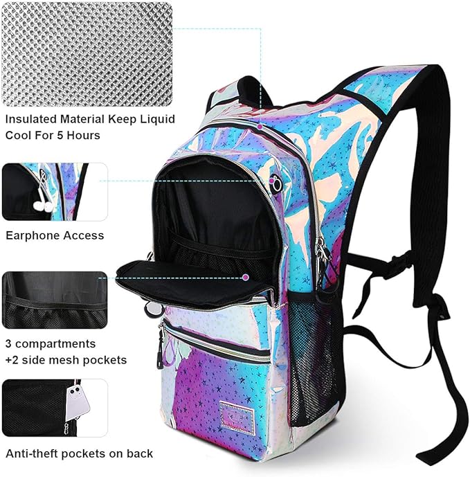 Hydration Backpack Pack, Water Backpack 20L Included 2L Hydration Bladder, Festival Essential - Rave Hydration Pack Hydropack for Hiking, Running, Biking, Festival Gear