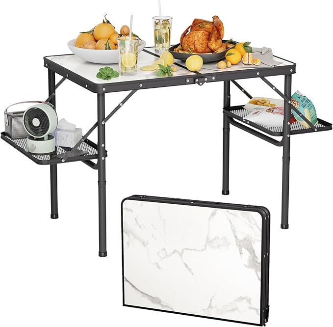 Titanker Folding Camping Table 3ft, Folding Picnic Table, Camp Tables Portable Foldable, 50% Extra Side Space, Outdoor Patio Table, RV/Car Camping Essentials, Aluminum Light & Solid
